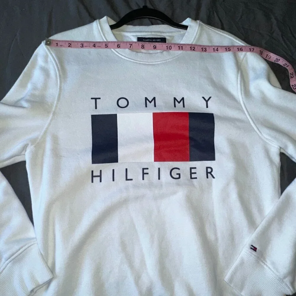 Tommy Hilfiger Long Sleeve White Crewneck Swearshirt Men 78J7731 - Picture 6 of 10